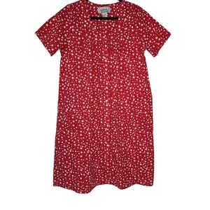 Vintage Anthony Richards Red Polka Dot Snap Close House Coat Gown MED Pockets